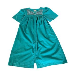 Go Softly Patio‎ Denim Embroidered Peacock & Floral Dress/Duster SZ XS Housecoat